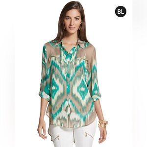 Black Label blouse by Chico’s lightweight button down women’s size XL OR 3